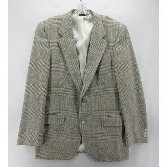 VINTAGE Burberry Sport Coat 40 Blazer Windowpane Houndstooth Jacket - Picture 1 of 13